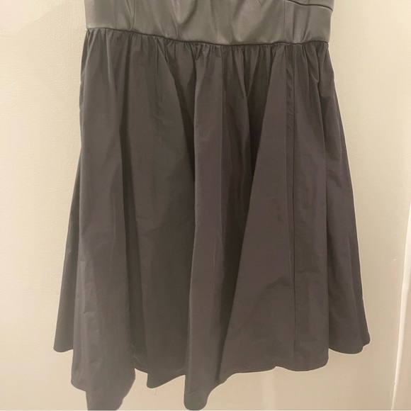 ZARA Sweetheart Neckline Black Faux Leather Combination Mini Dress - Picture 13 of 15